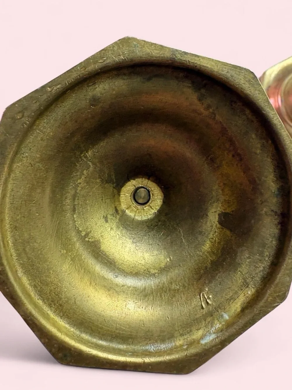 VINTAGE Brass Octagonal Base Candle Holders - Pair